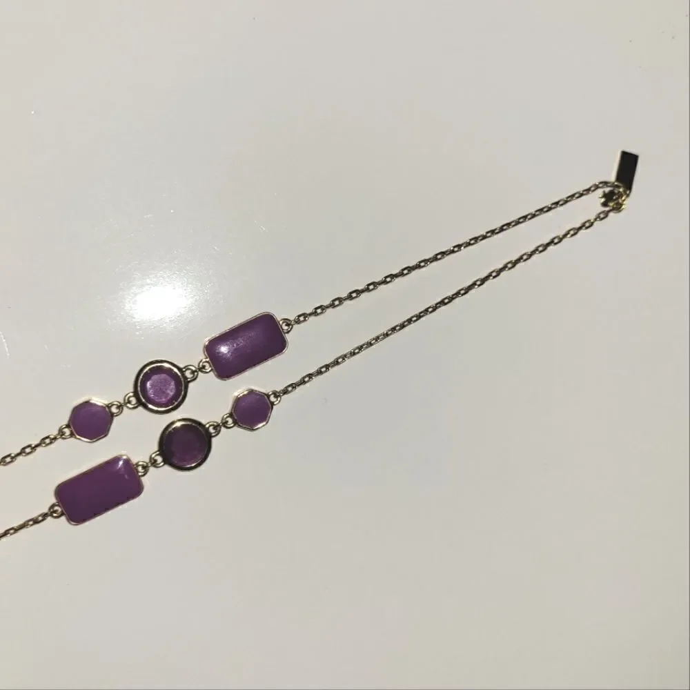 Kate Spade Long Station Scatter Necklace In Purple Enamel Glass